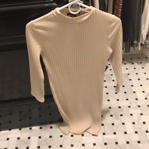 Cream 3/4 arm sweater dress, slim fit